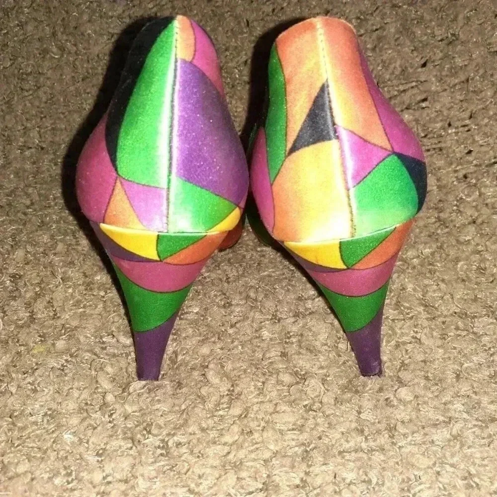 LORIBLU-PUCCI Color Block-Multi-Color-Satin Heels